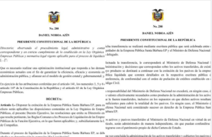 Presidencia ordena cerrar empresa pública Santa Bárbara EP