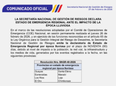 COE declara emergencia en ocho provincias por impacto de época lluviosa