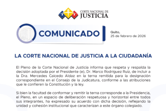 Pleno de Corte Nacional respalda inclusión de Mercedes Caicedo en terna para la Judicatura